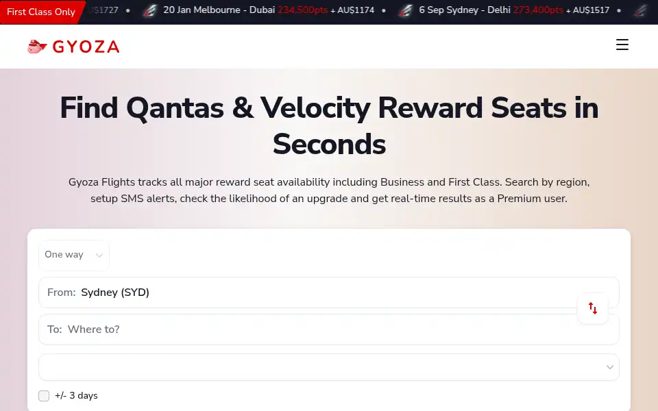Screenshot of gyozaflights.com