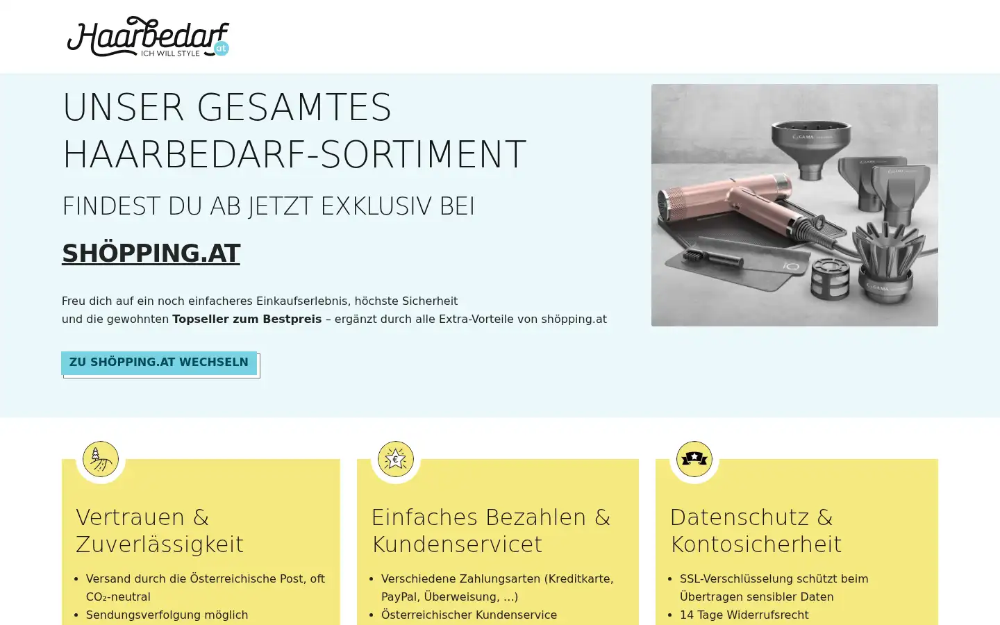 Screenshot of haarbedarf.at