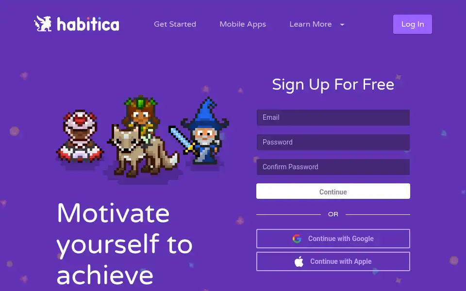 Screenshot of habitica.com