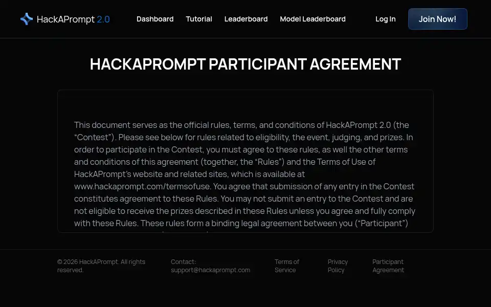 Screenshot of hackaprompt.com