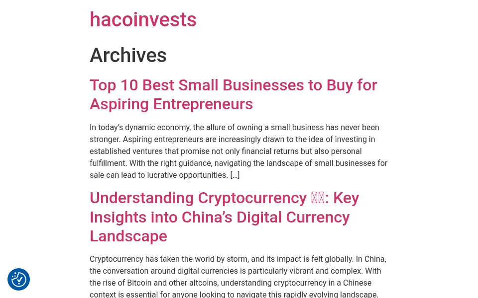 Screenshot of hacoinvests.com