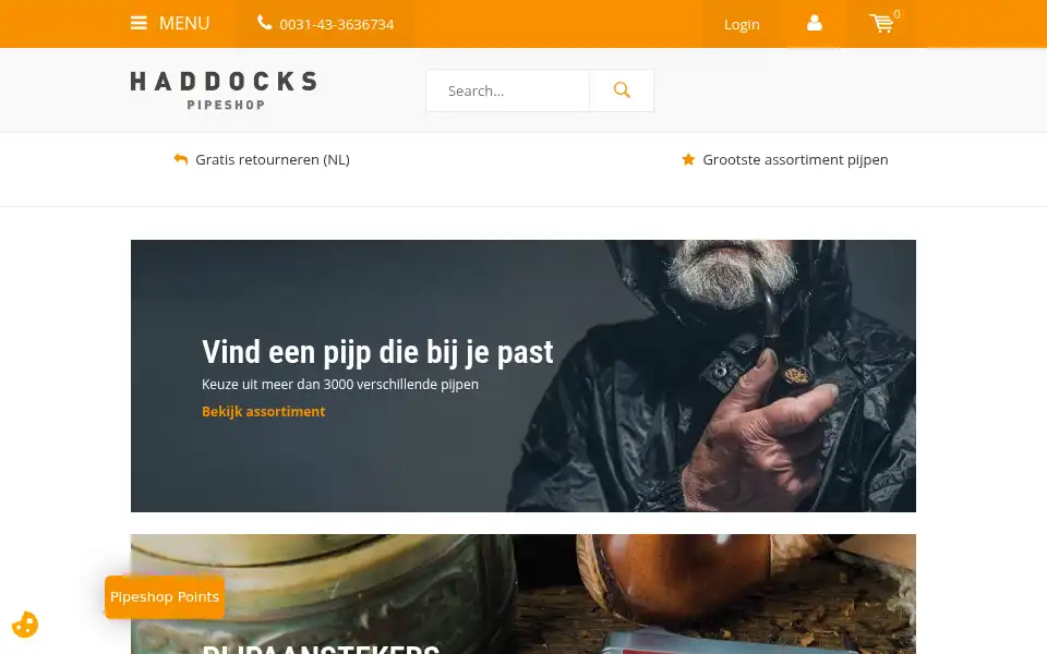 Screenshot of haddockspipeshop.com
