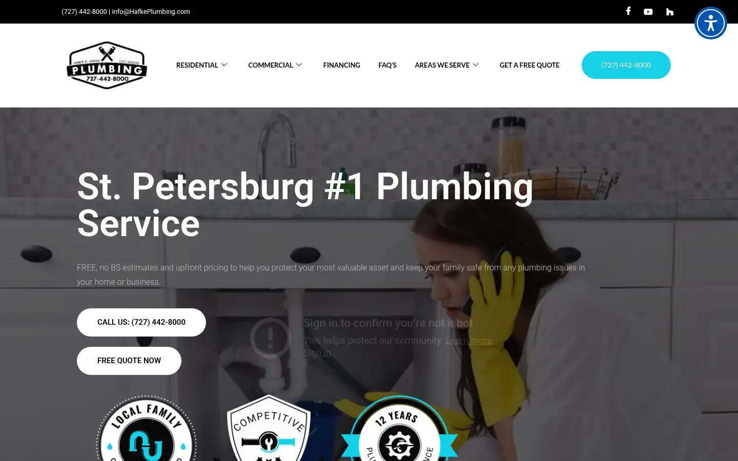 Screenshot of hafkeplumbing.com