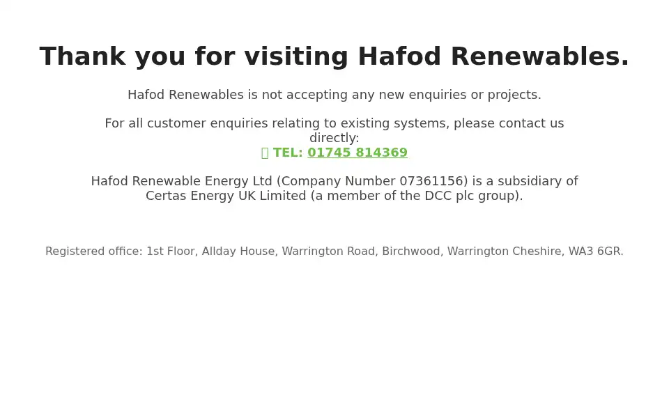 Screenshot of hafodrenewables.co.uk