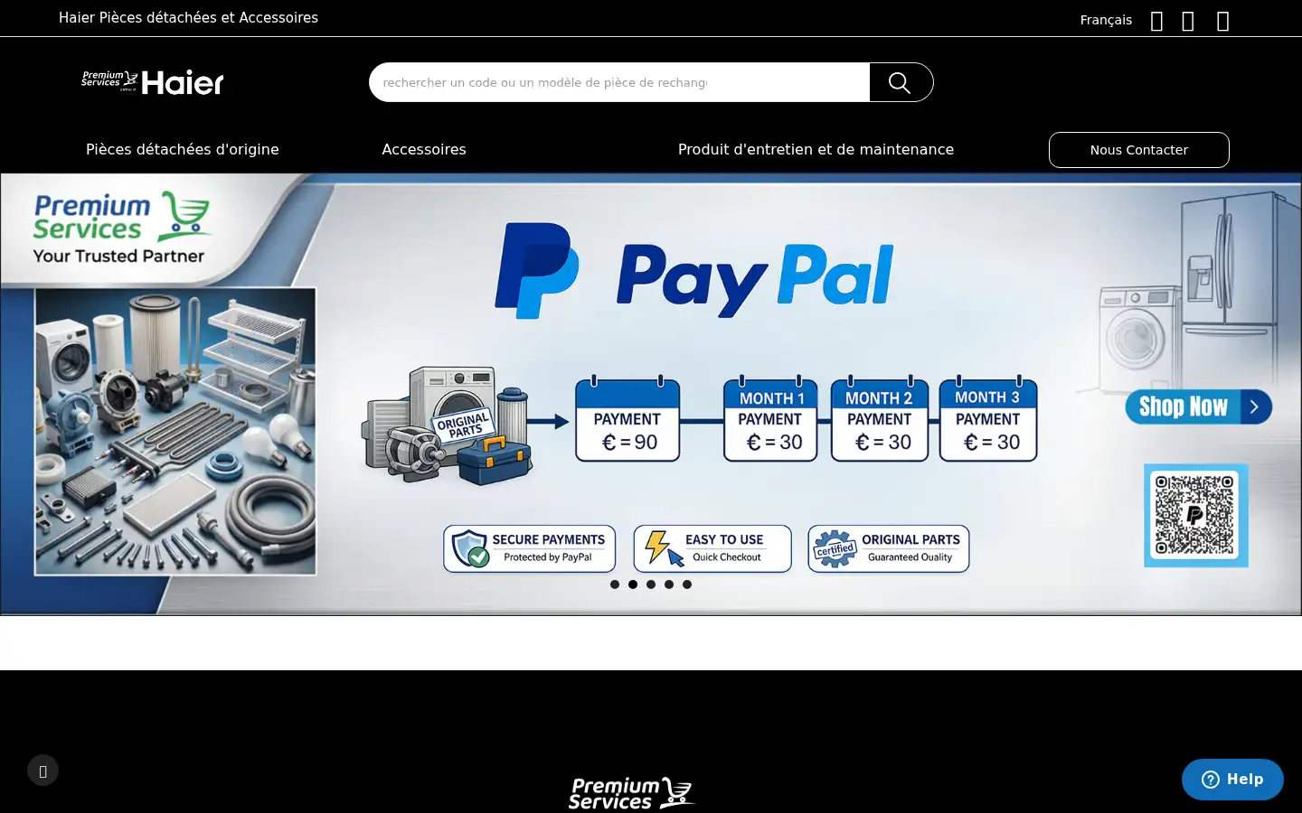 Screenshot of haierspares.eu