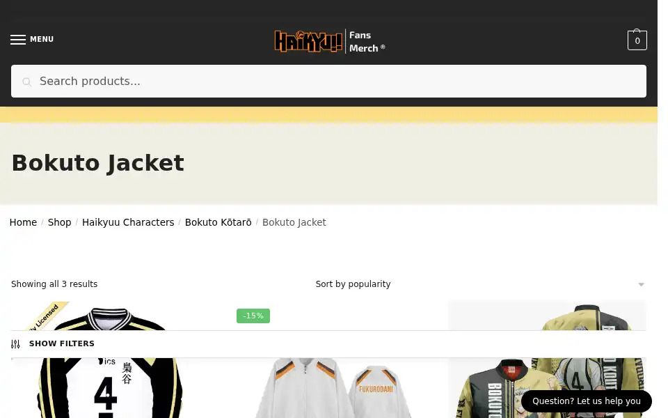 Screenshot of haikyuu.store