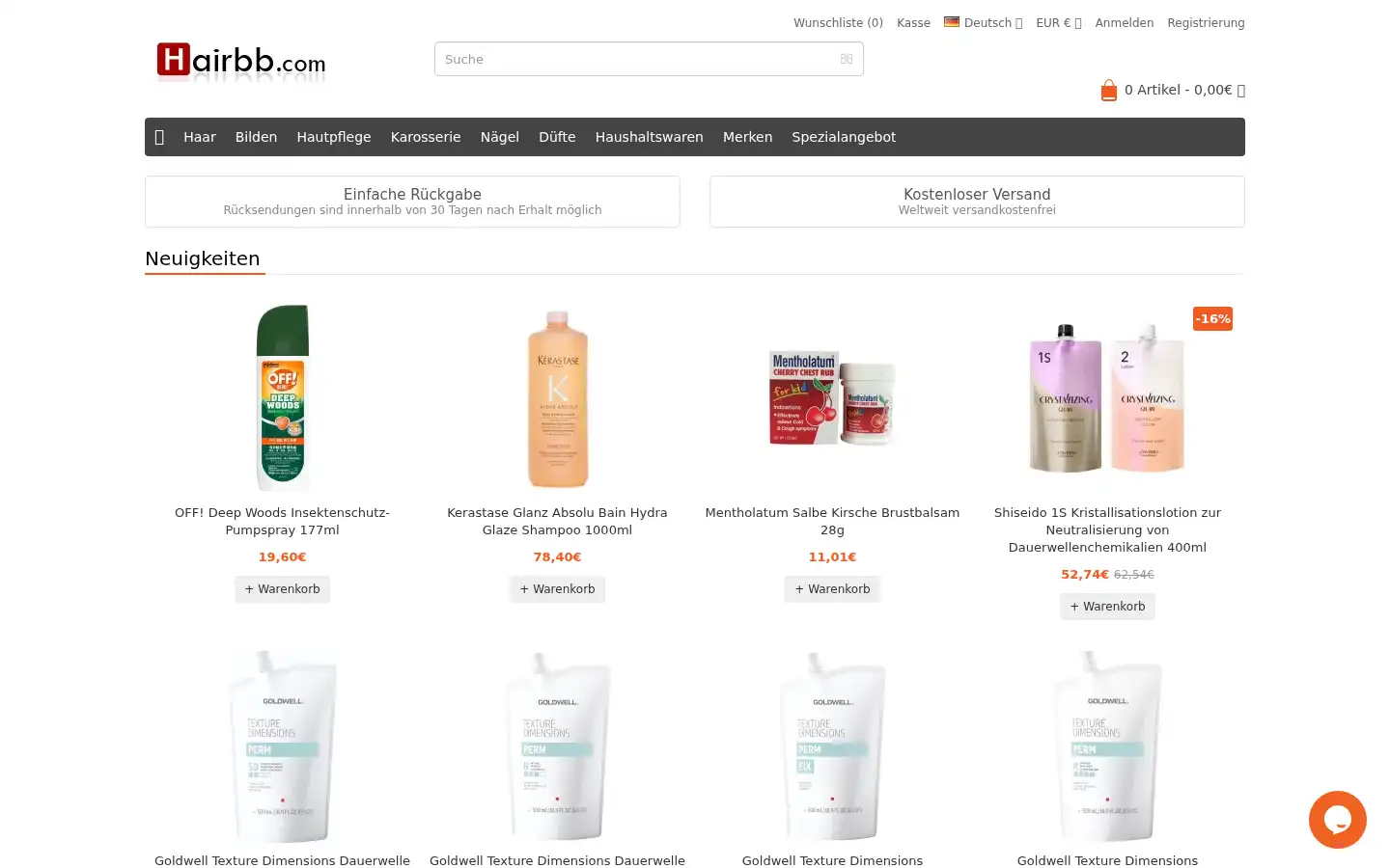 Screenshot of hairbb.com