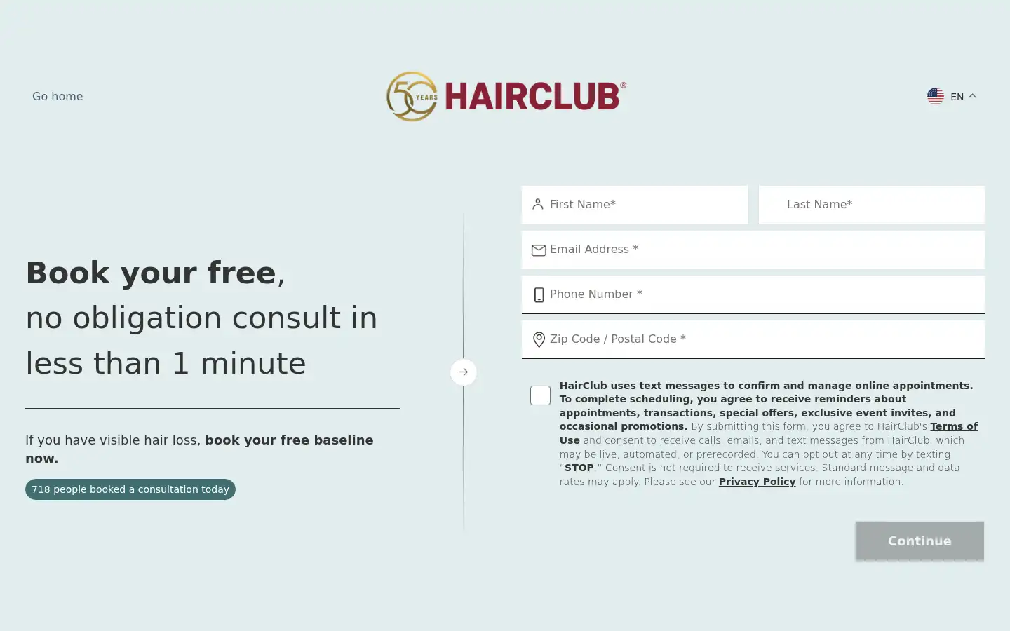 Screenshot of hairclub.com