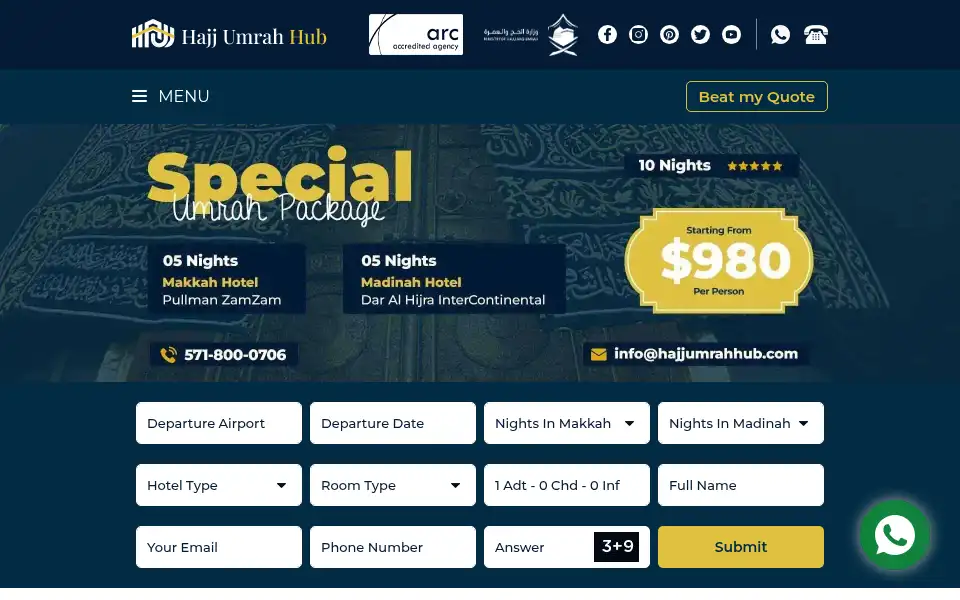 Screenshot of hajjumrahhub.com