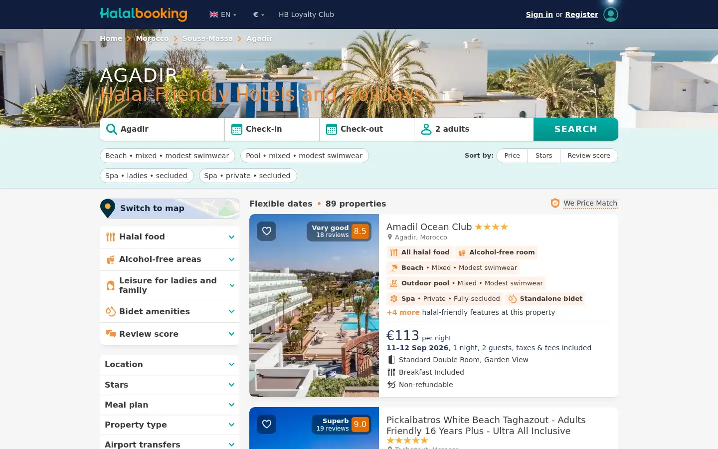 Screenshot of halalbooking.com
