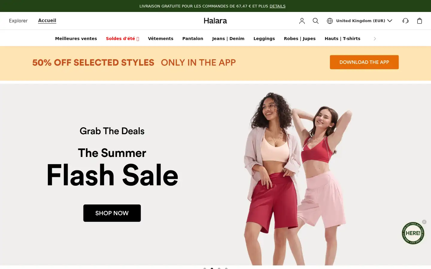 Screenshot of halara.co.uk
