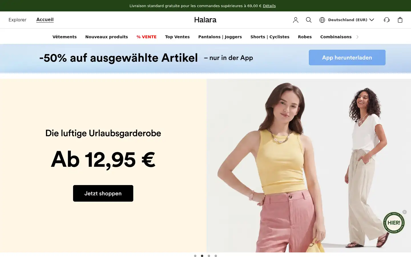 Screenshot of halara.de