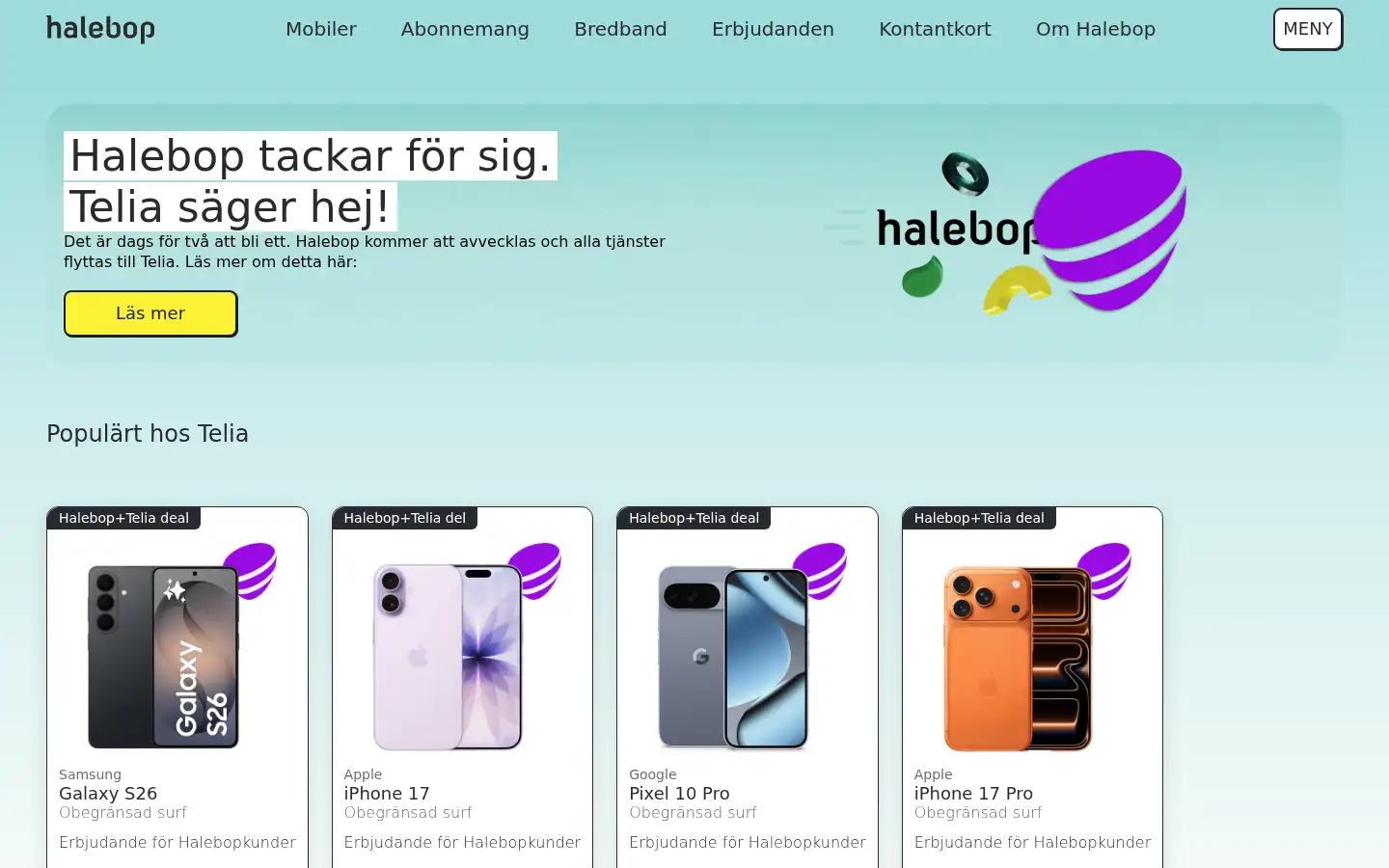Screenshot of halebop.se