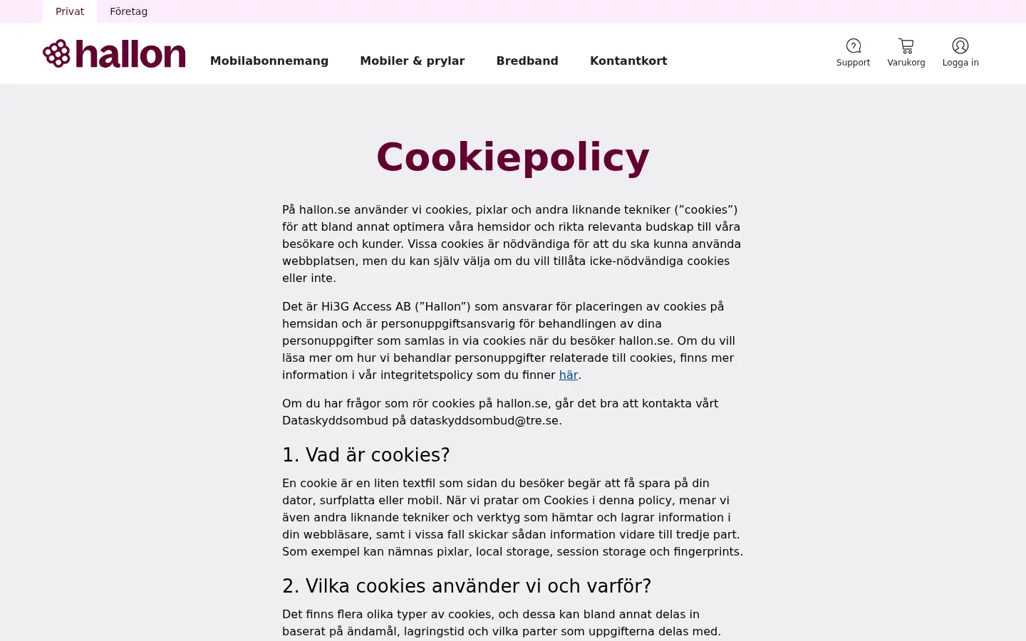 Screenshot of hallon.se