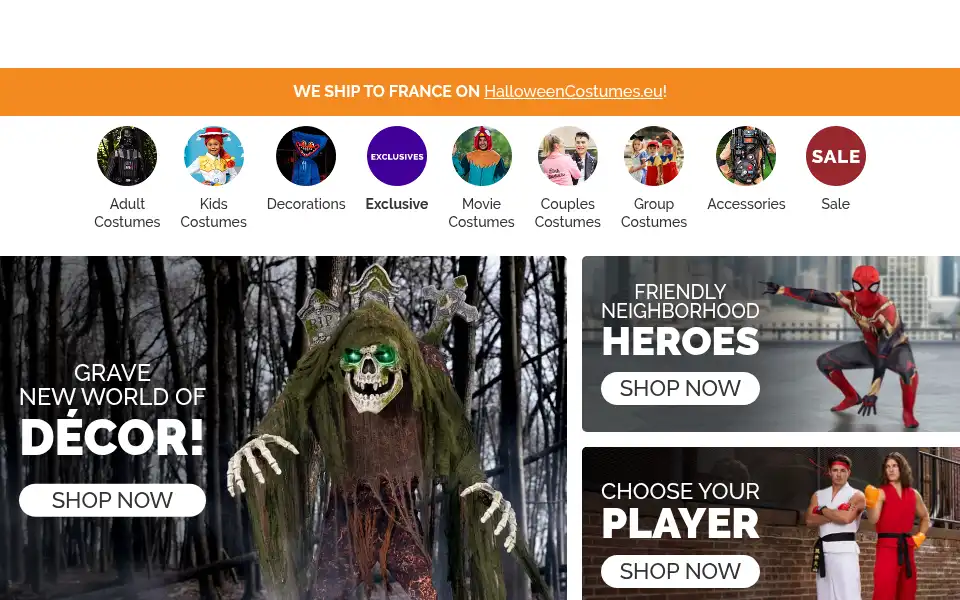 Screenshot of halloweencostumes.co.uk