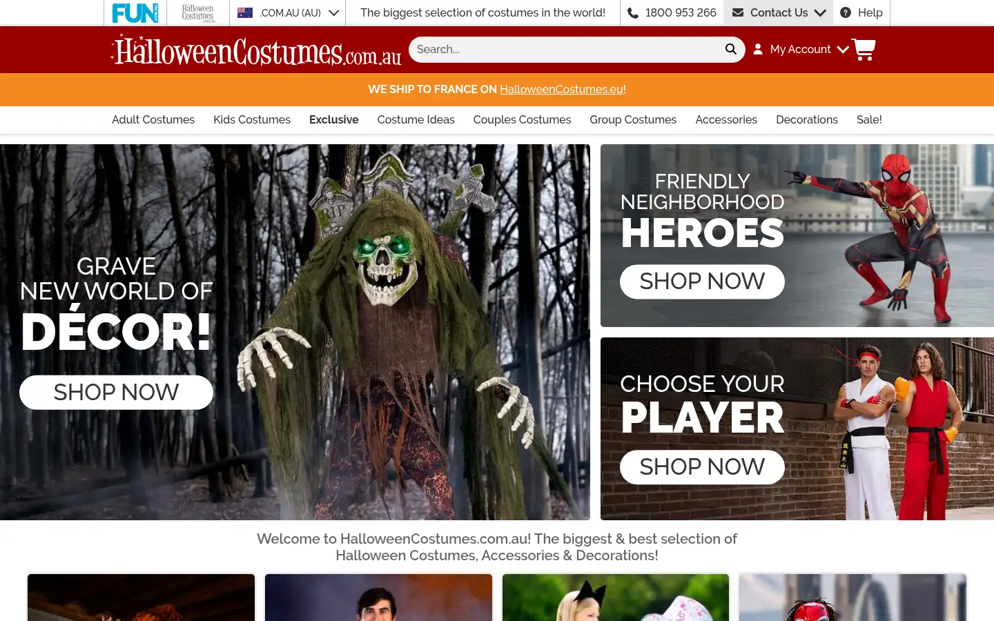 Screenshot of halloweencostumes.com.au