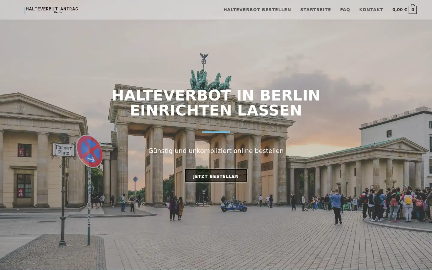 Screenshot of halteverbot-antrag.de