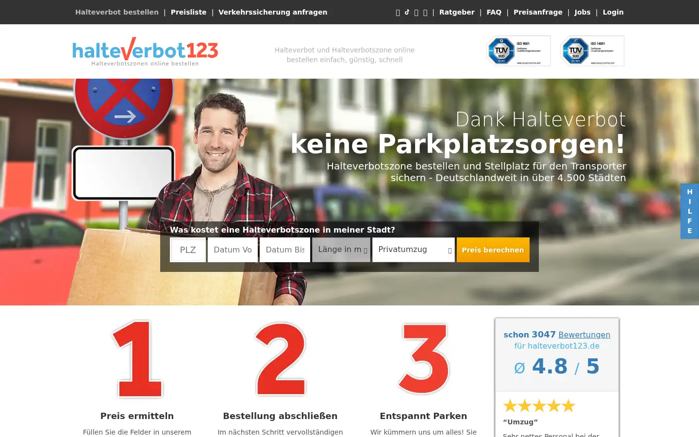 Screenshot of halteverbot123.de