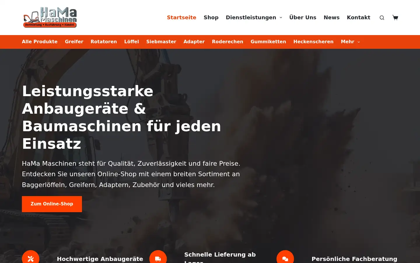 Screenshot of hama-maschinen.de