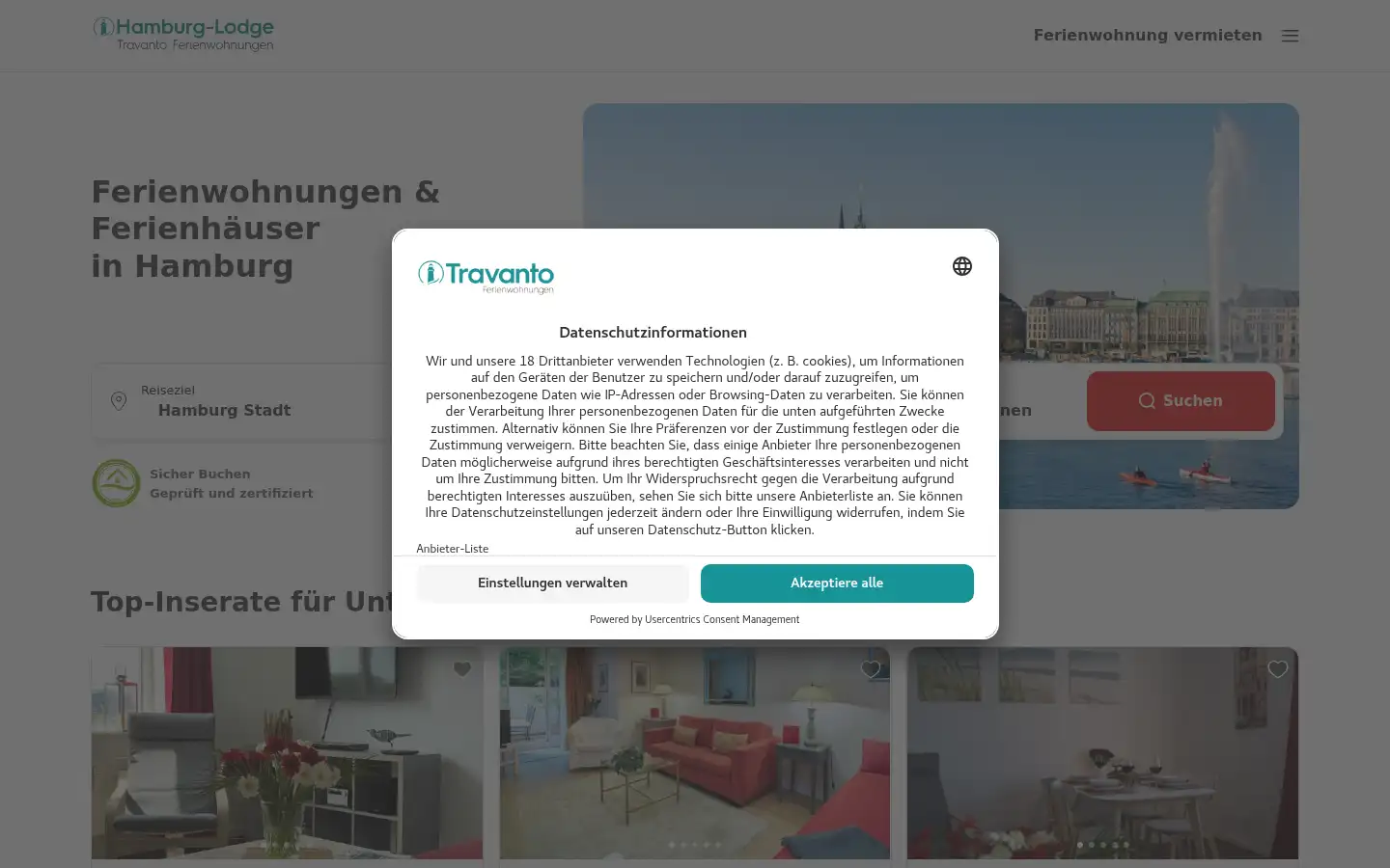 Screenshot of hamburg-lodge.de