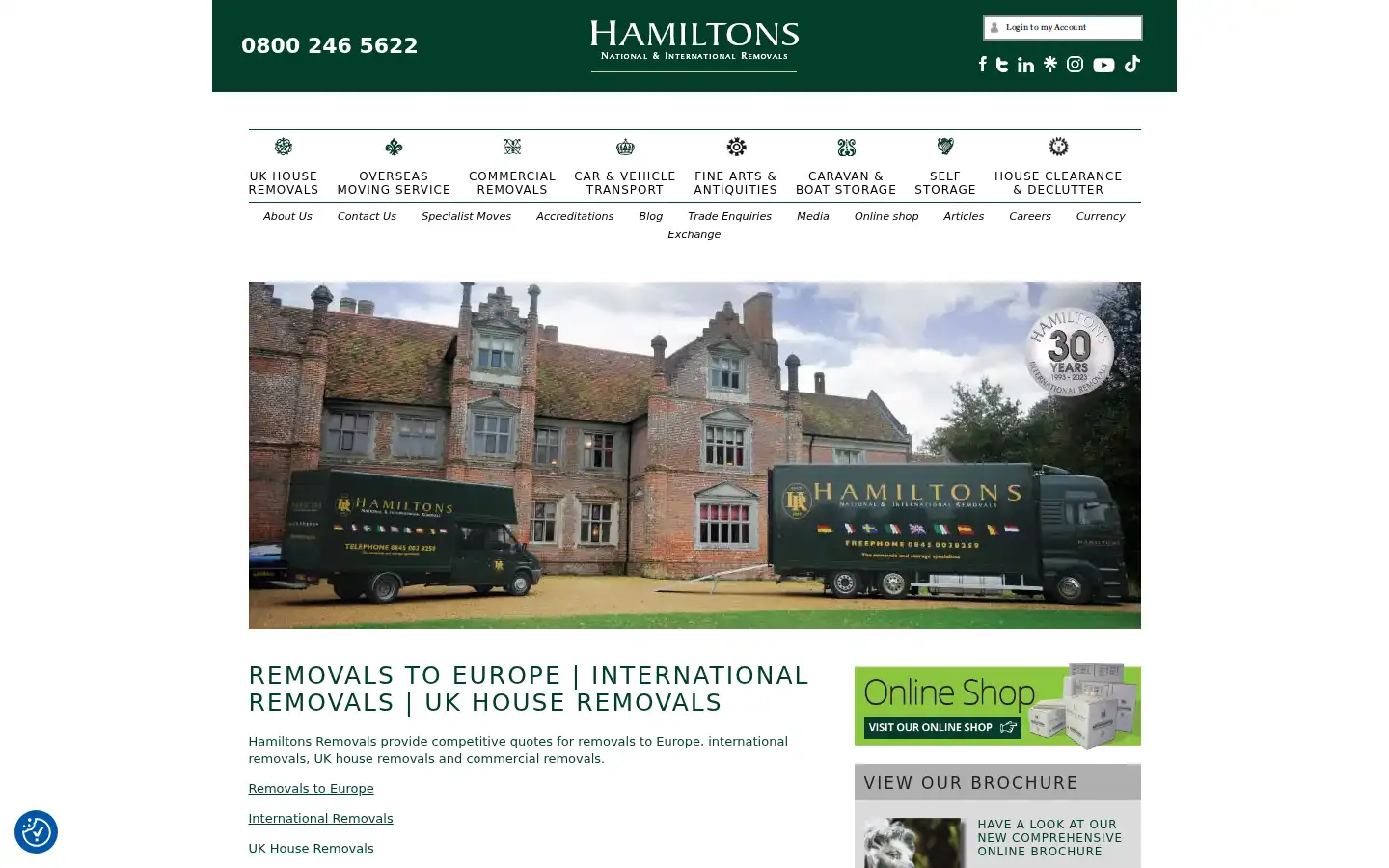 Screenshot of hamiltonsremovals.co.uk