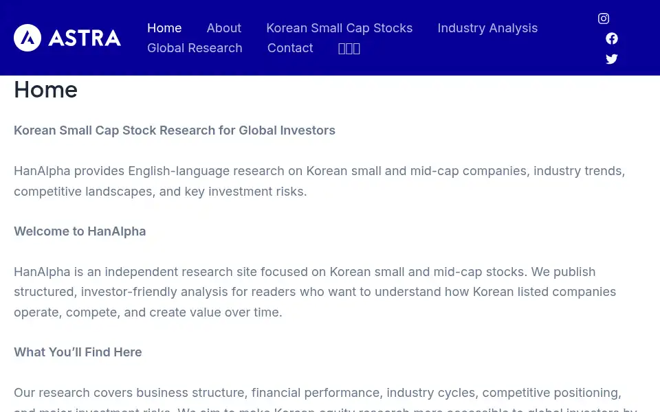 Screenshot of hanalpha.com