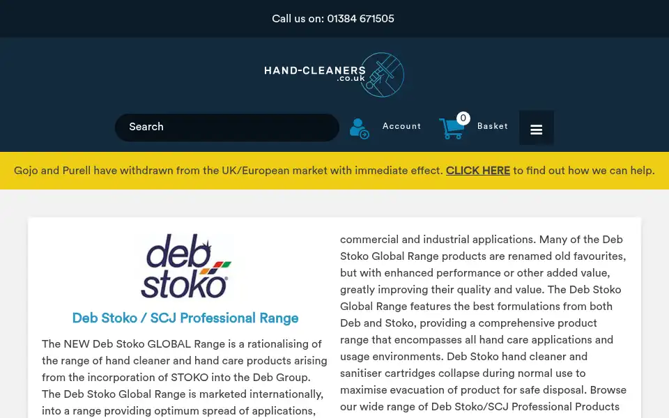 Screenshot of hand-cleaners.co.uk