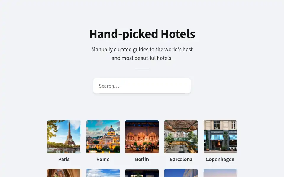 Screenshot of hand-picked-hotels.com