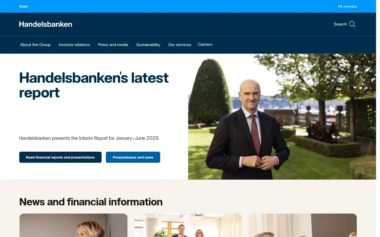 Screenshot of handelsbanken.com