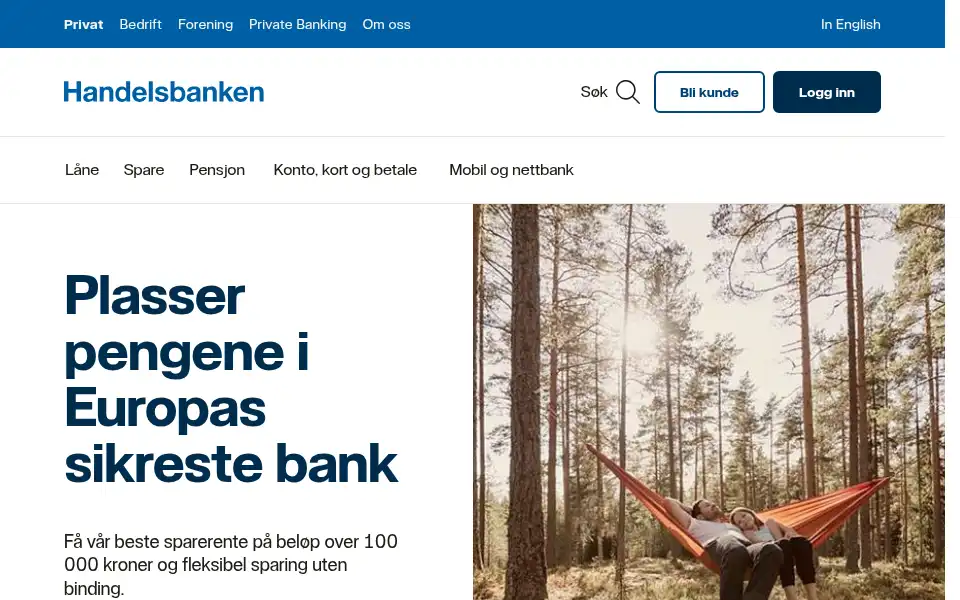 Screenshot of handelsbanken.no