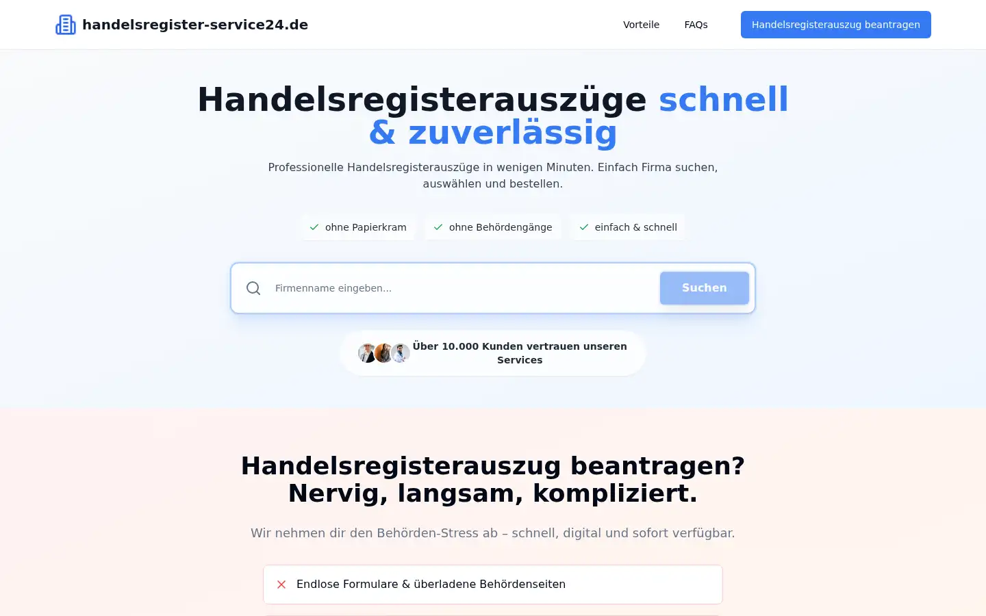 Screenshot of handelsregister-service24.de
