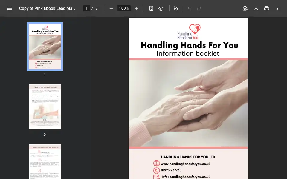 Screenshot of handlinghandsforyou.co.uk