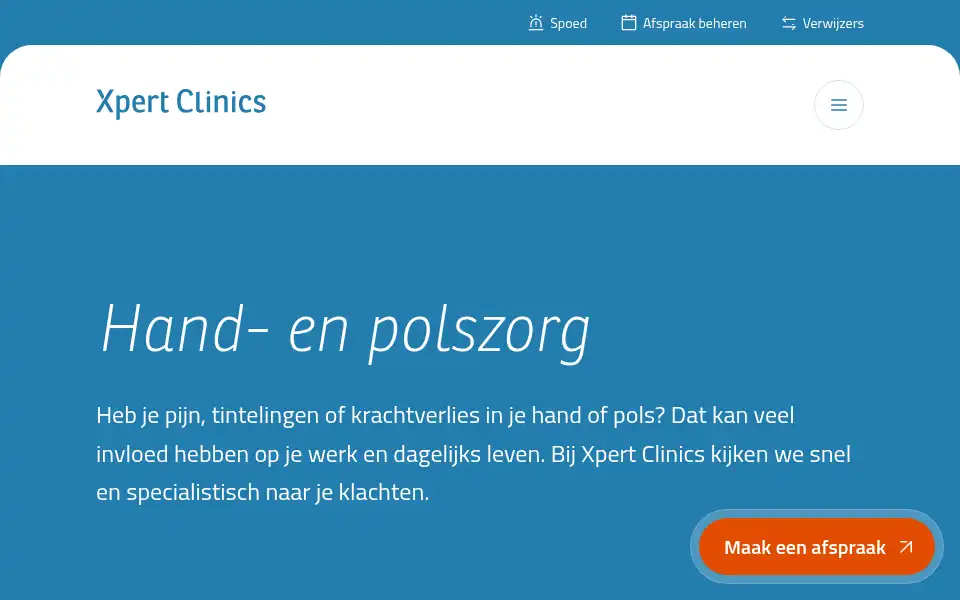 Screenshot of handpols.xpertclinics.nl