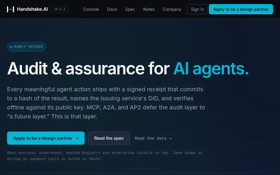 Screenshot of handshake.ai