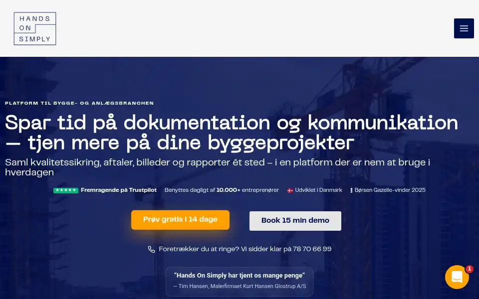 Screenshot of handsonsimply.dk
