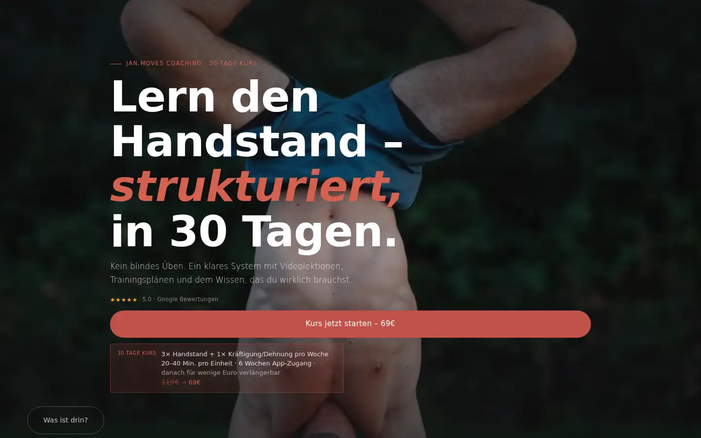 Screenshot of handstand-training.com
