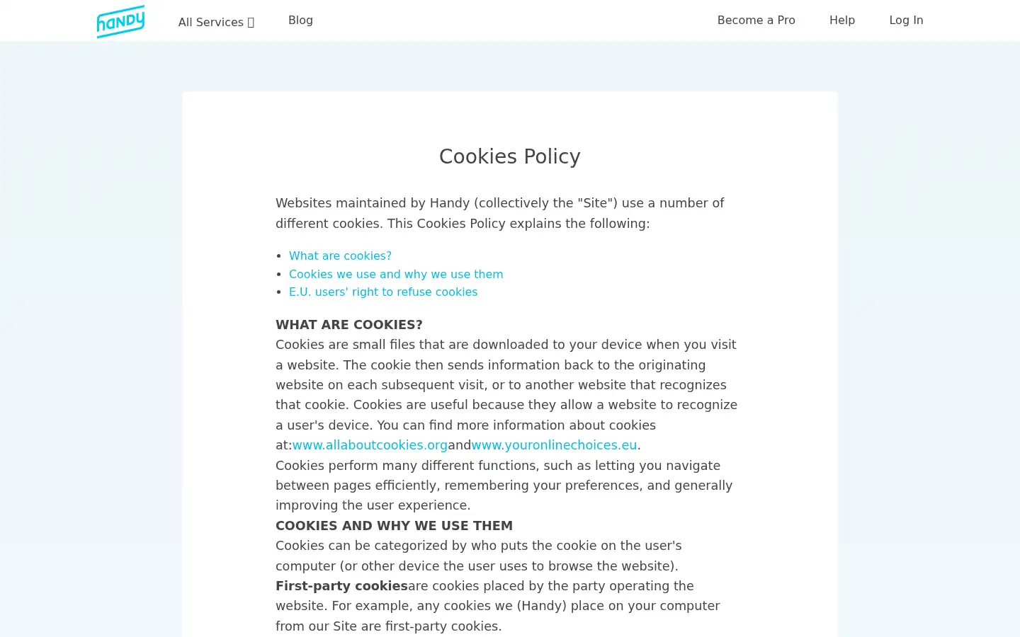 Screenshot of handy.com