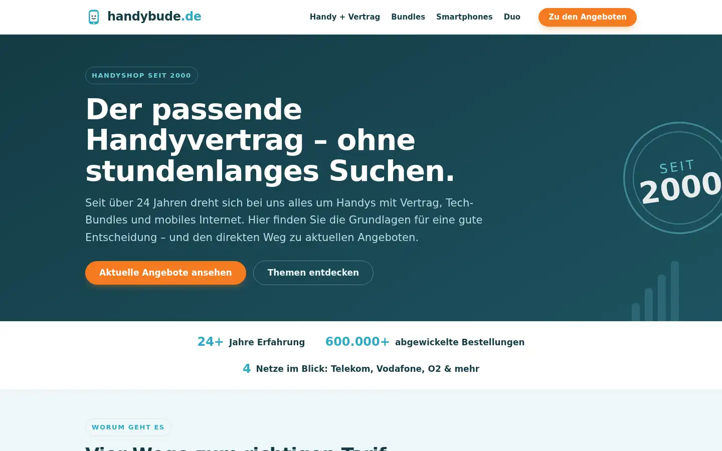 Screenshot of handybude.de