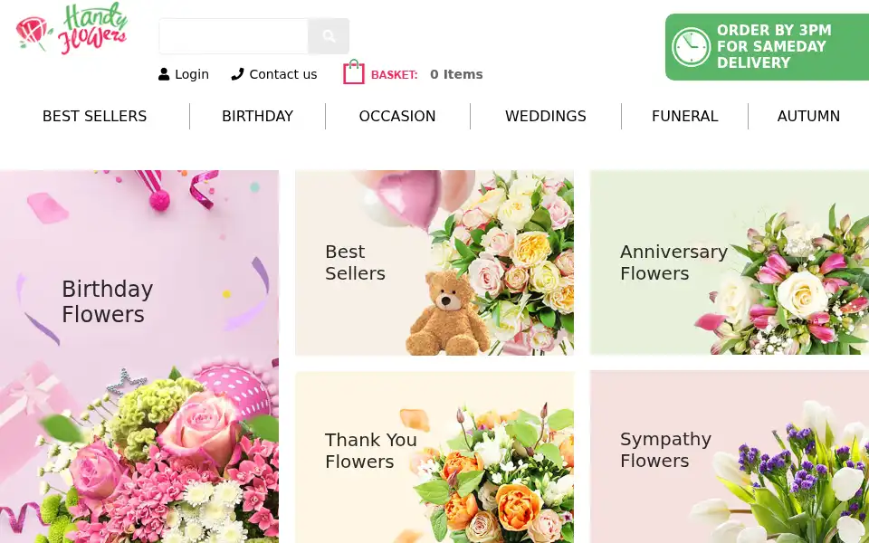 Screenshot of handyflowers.co.uk