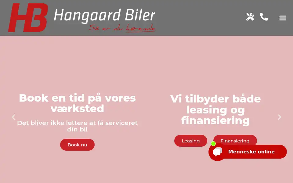 Screenshot of hangaardbiler.dk