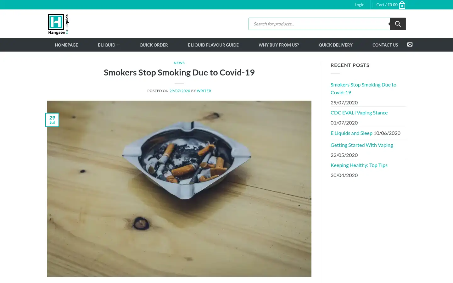 Screenshot of hangseneliquids.co.uk