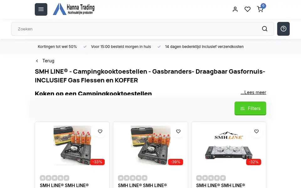 Screenshot of hannashop24.nl