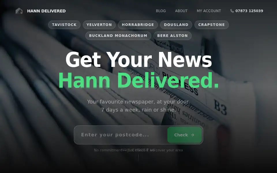 Screenshot of hanndelivered.co.uk