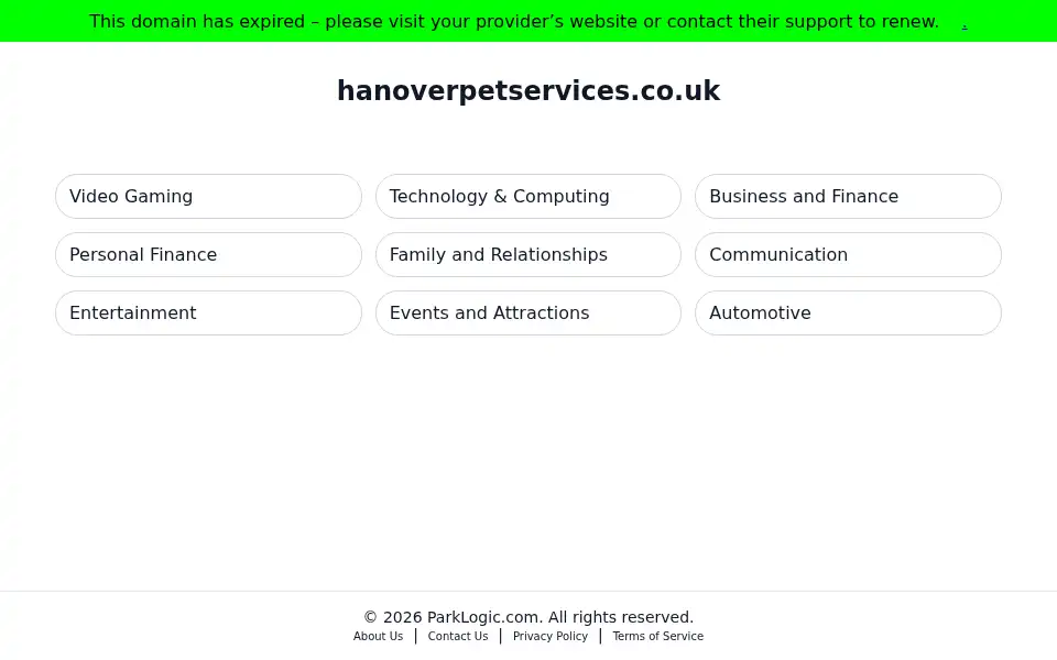 Screenshot of hanoverpetservices.co.uk