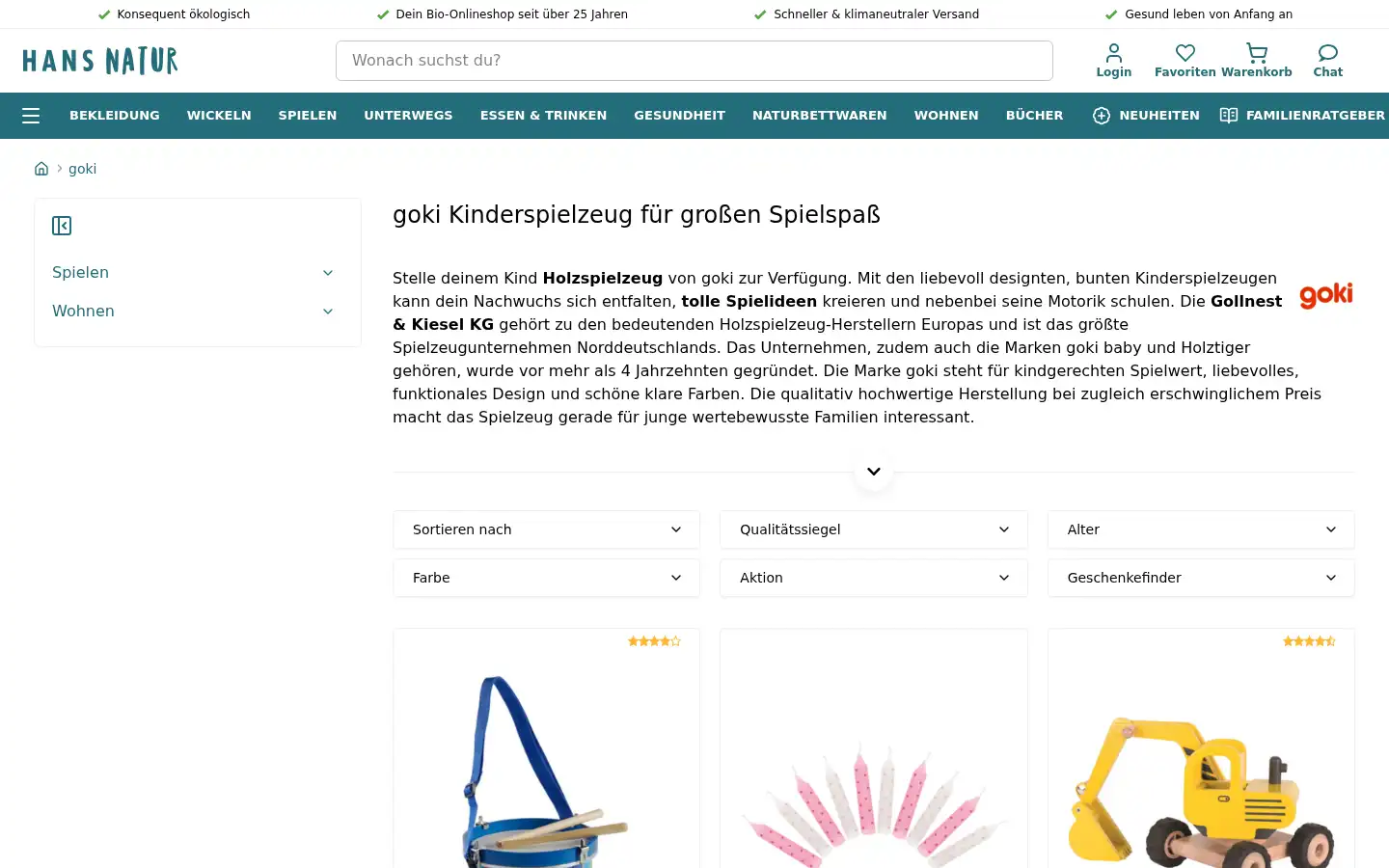 Screenshot of hans-natur.de