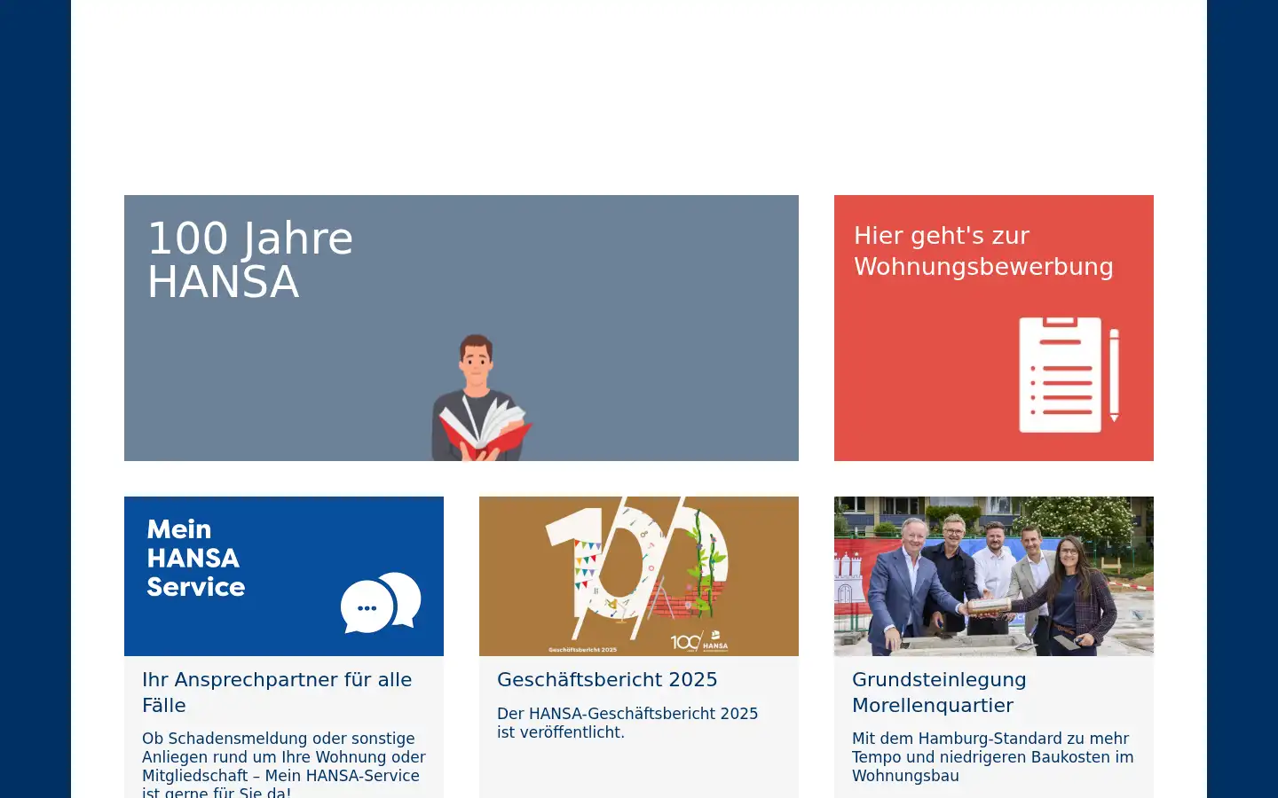 Screenshot of hansa-wohnen.de