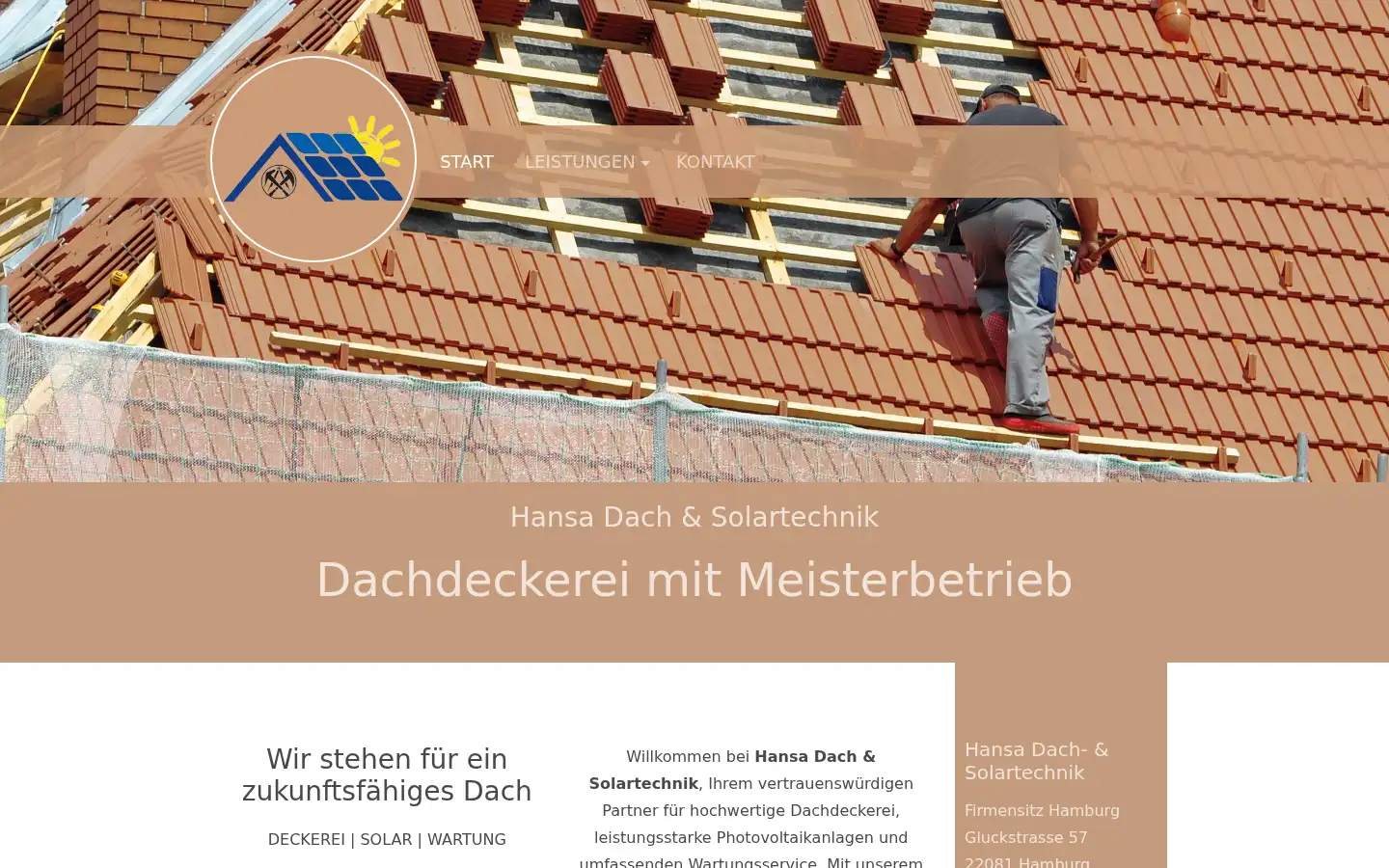 Screenshot of hansadach.de