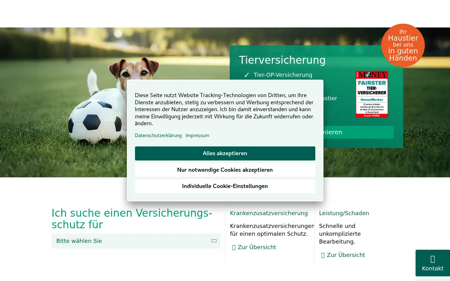 Screenshot of hansemerkur.de