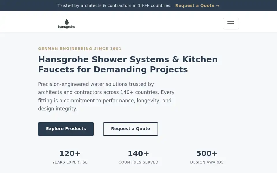 Screenshot of hansgrohesupply.com