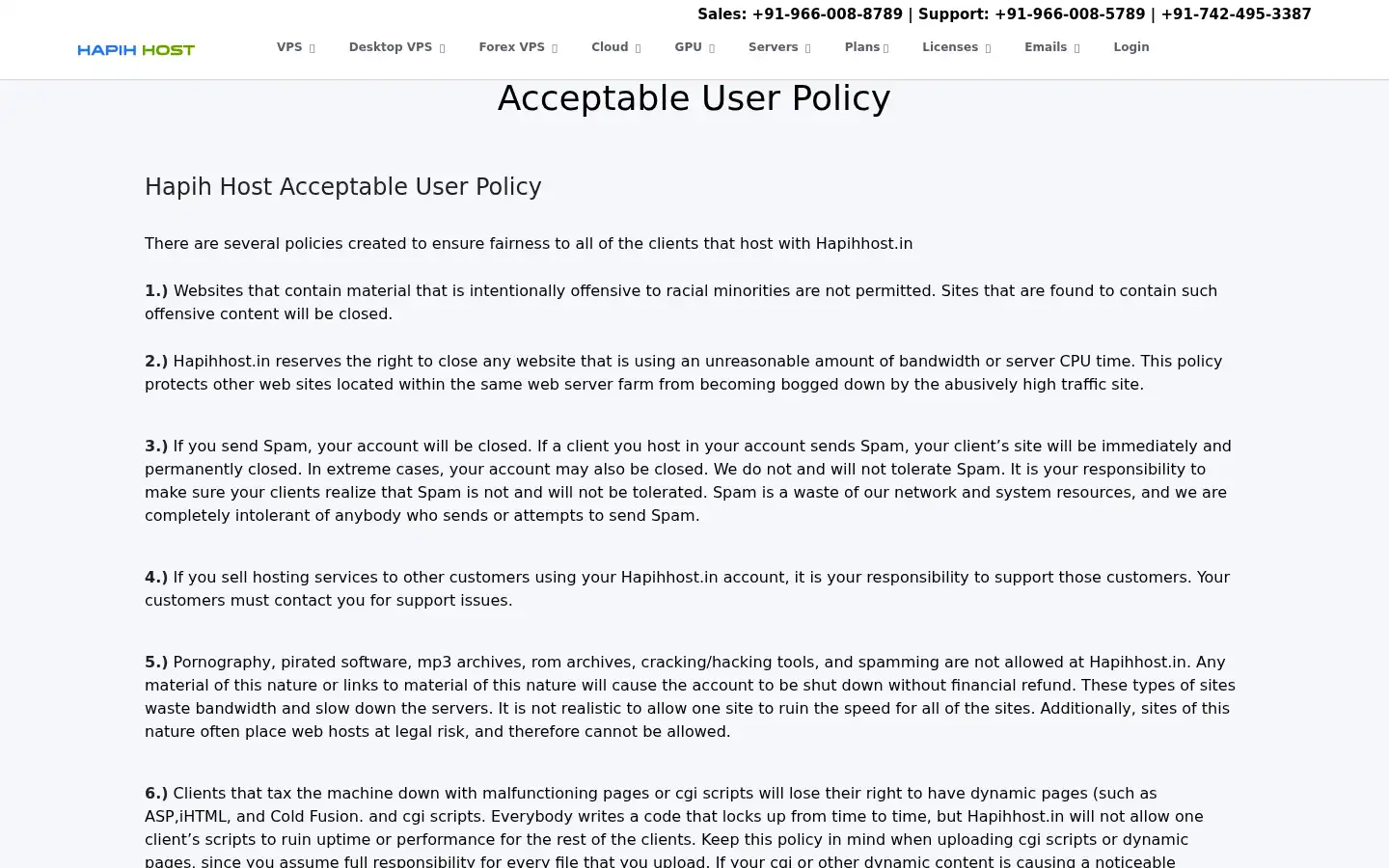 Screenshot of hapihhost.in